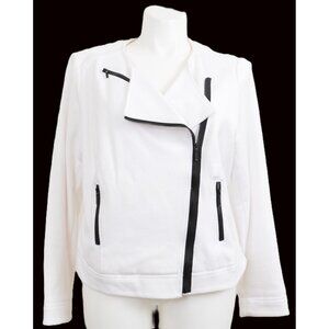 Lane Bryant Stretch Plus Size 20 Bomber Moto Jacket Zip Pockets Nautical Preppy